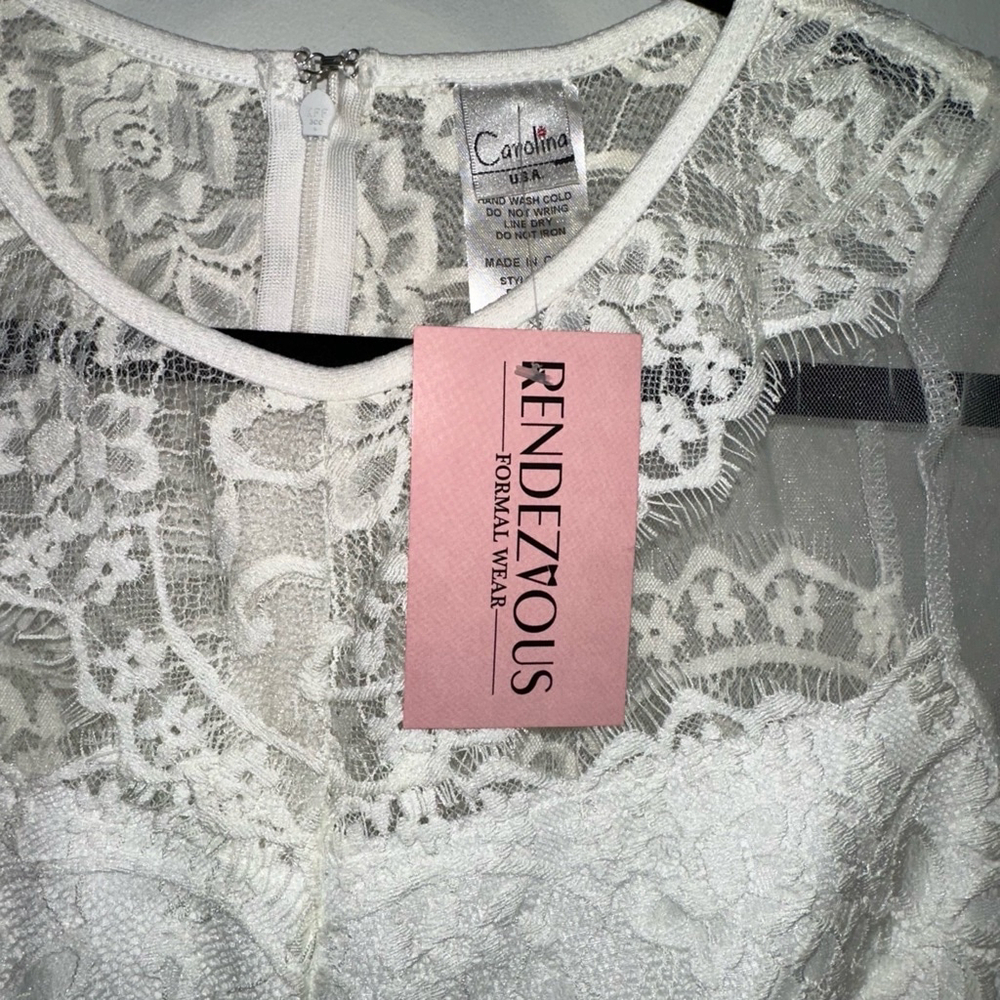 NWT NEW Wedding Women Carolina Dress, Size L, White lace short long sleeve party - Picture 8 of 16